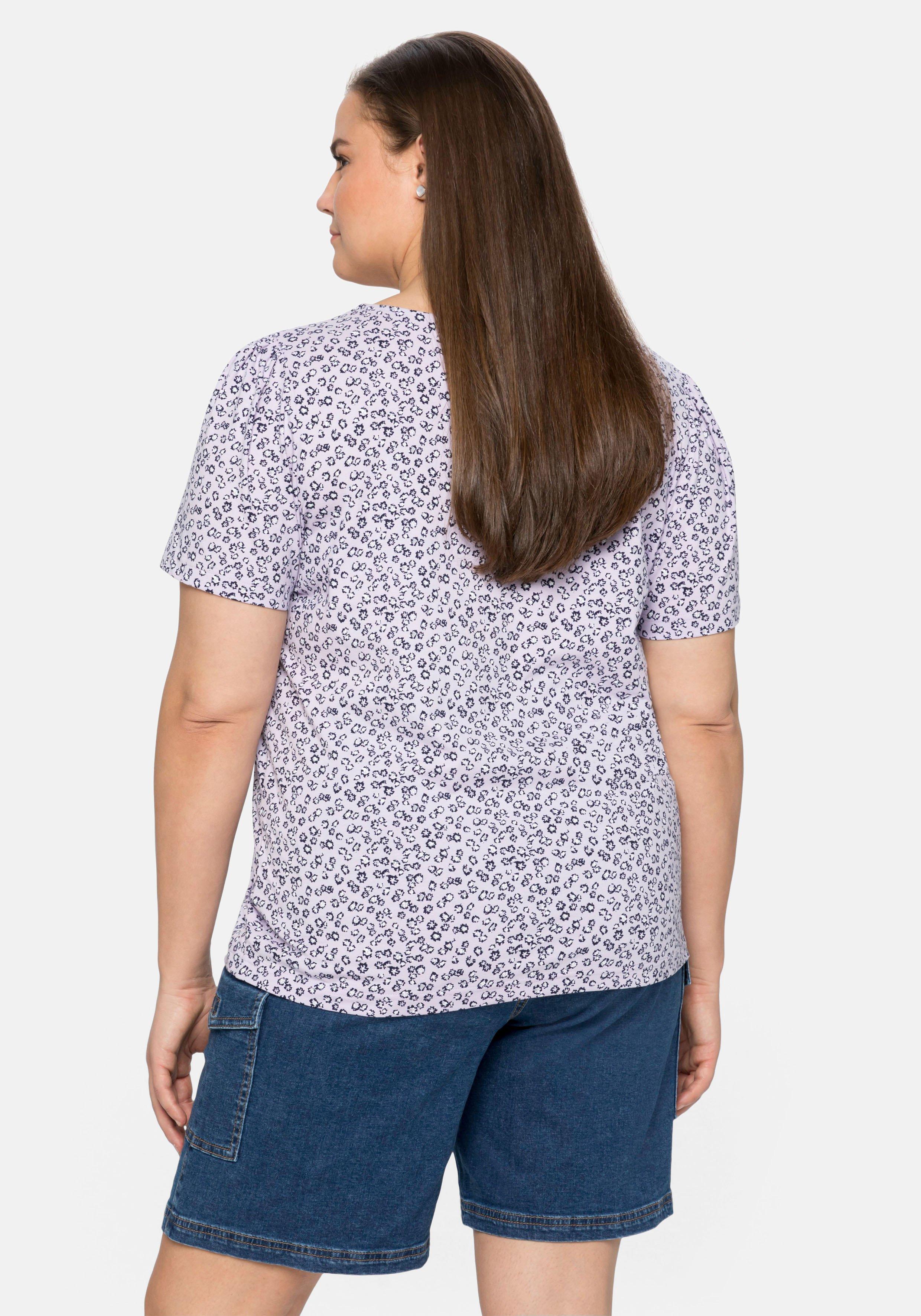 Shirt mit zartem Alloverdruck, leicht elastisch
