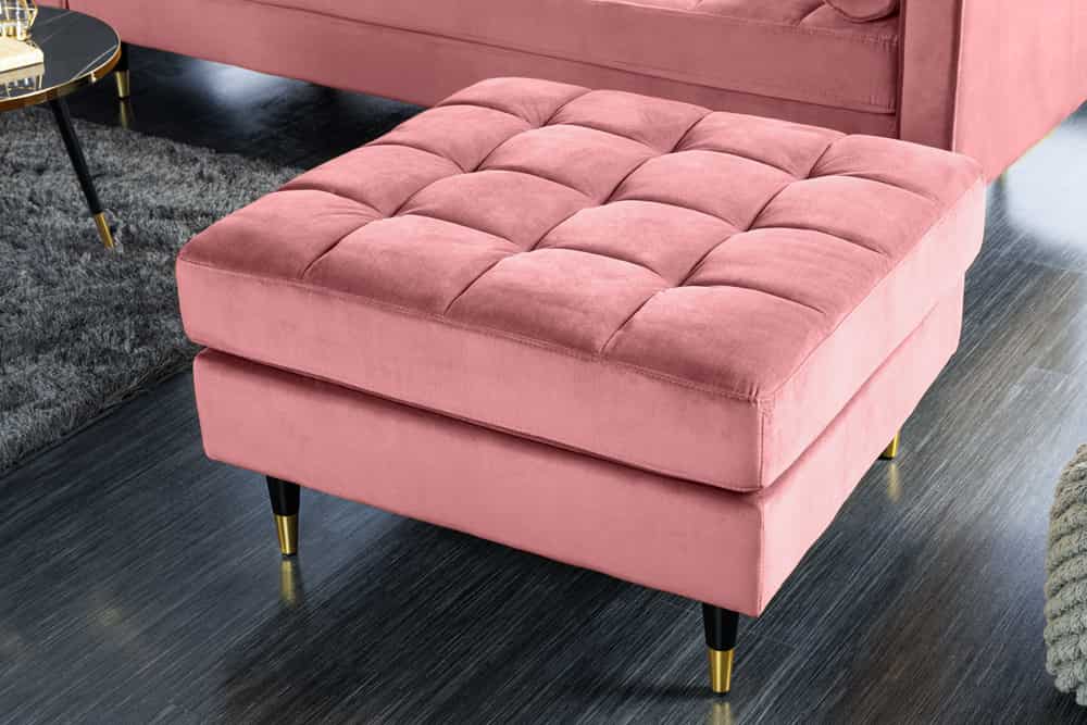 Design Hocker COZY VELVET 80cm altrosa gold Samt Metallfüße