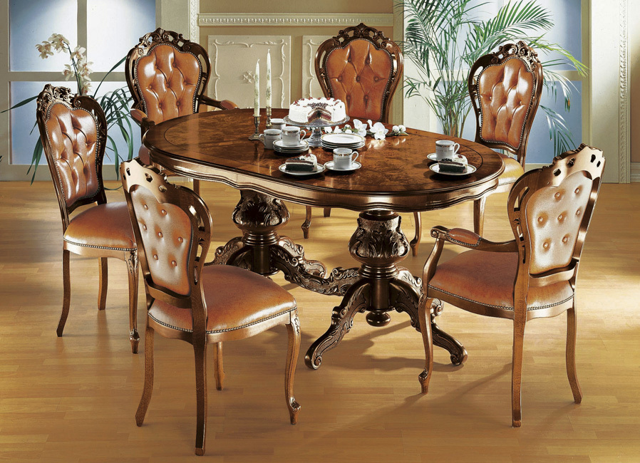 Esszimmer-Stühle und Sessel mit Lederbezug