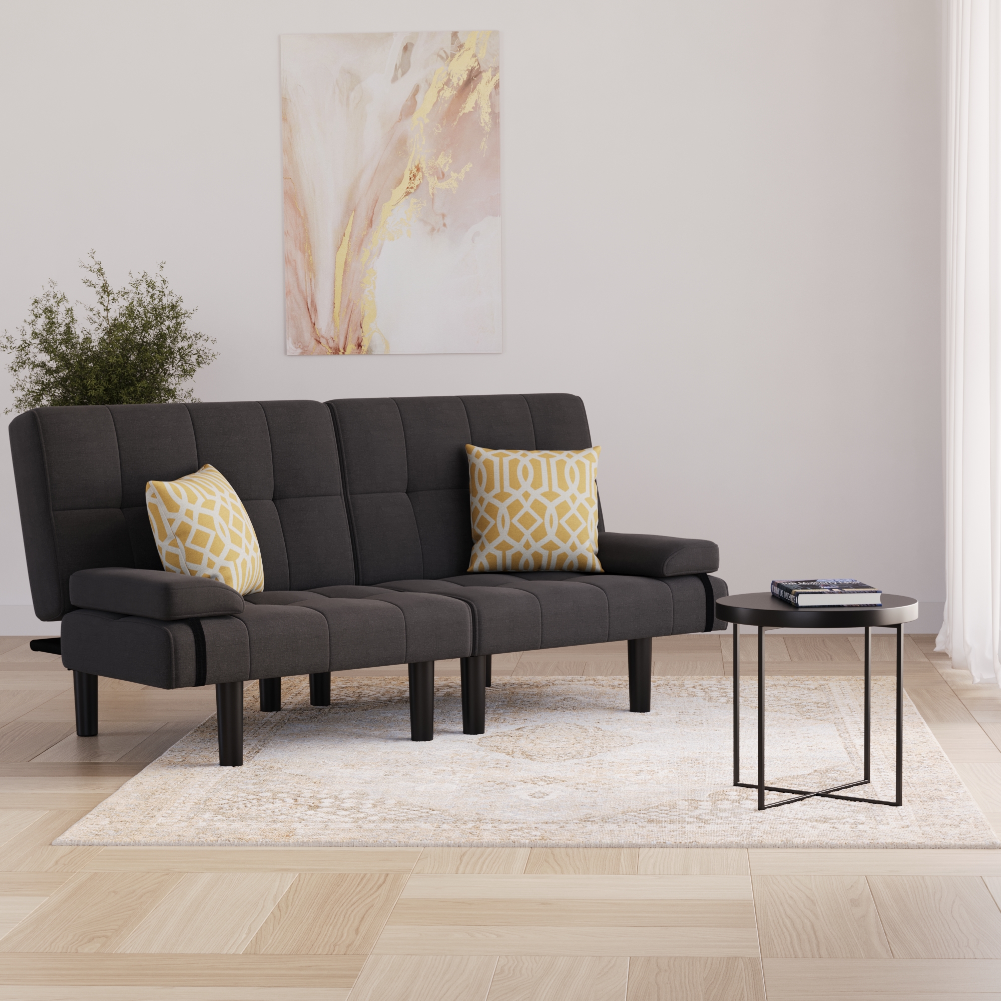 Schlafsofa Leinen LINUS multifunktional anthrazit