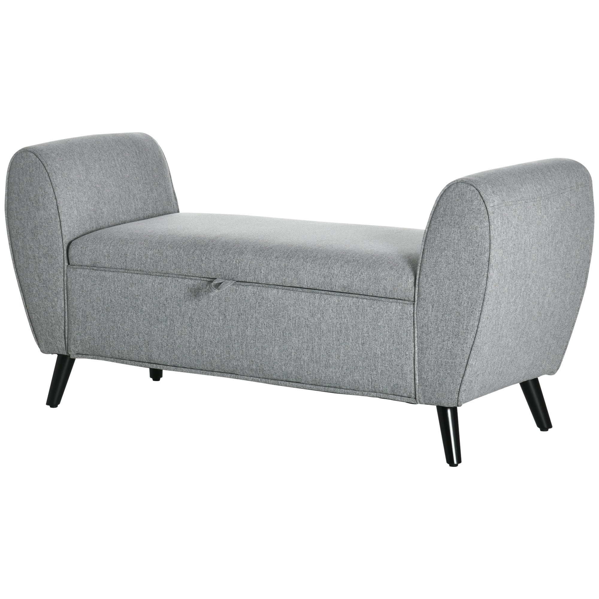 HOMCOM Sitzbank mit verstecktem Stauraum grau 140L x 49B x 68H cm