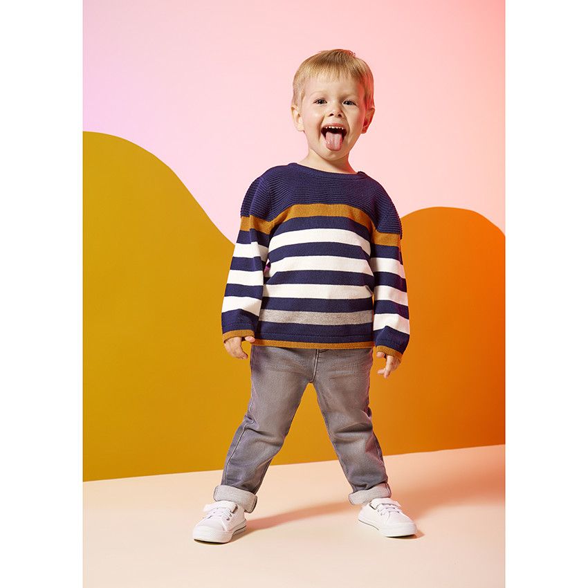 Pantalon effet jean uni pour bébé garçon - Gris chiné