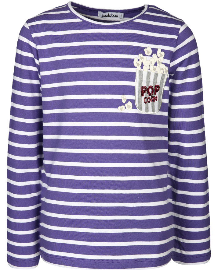 Langarmshirt POPCORN gestreift in lila/weiß
