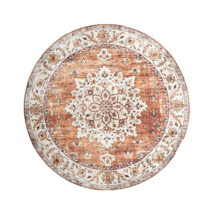 Rond vintage buitenkleed - Santo Medaillon Terra