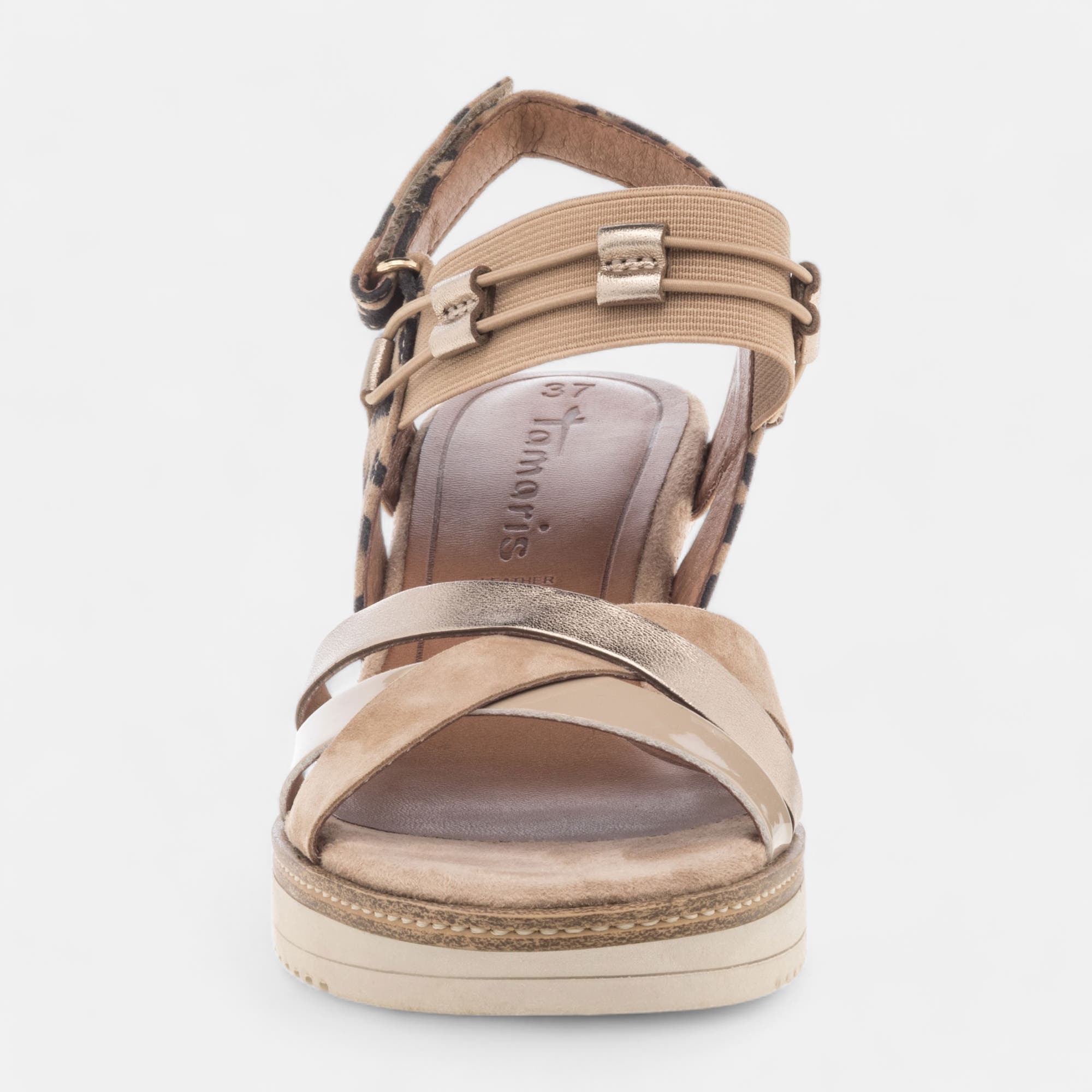 Sandales à talon Femme en cuir beige