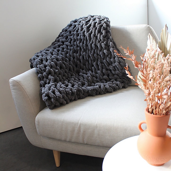 Maxi plaid Ornami tricot 130 x 170 cm gris