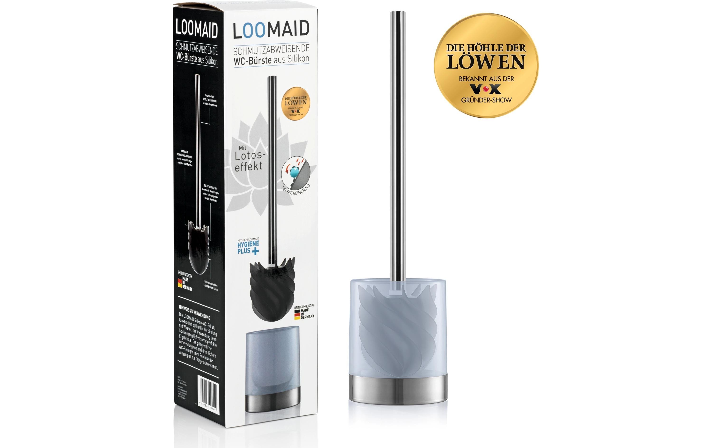 Toilettenbürste LOOMAID aus Silikon, Grau, schmutzabweisendSilikon WC-Bürste