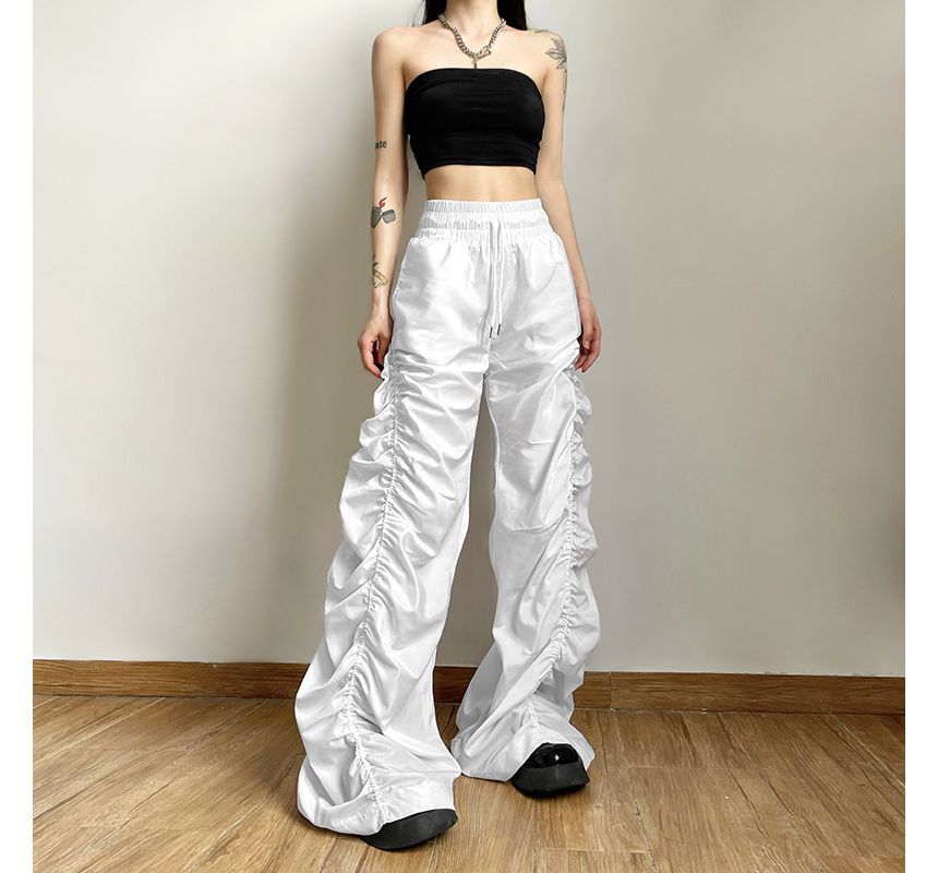 Sugarcoat - Trekkoord taille effen gerimpelde wijde joggingbroek