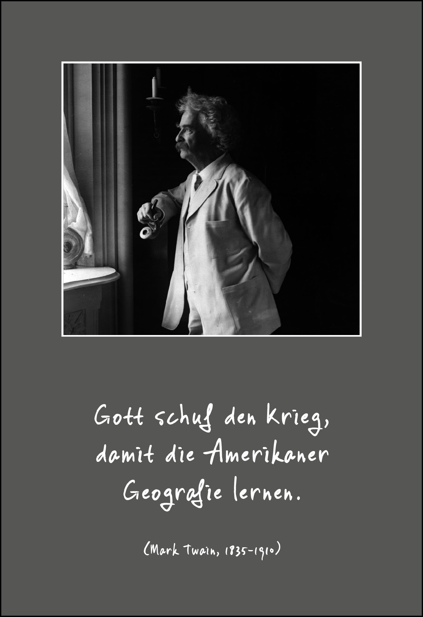 Postkarte 'Gott schuf den Krieg, damit...' günstig bestellen