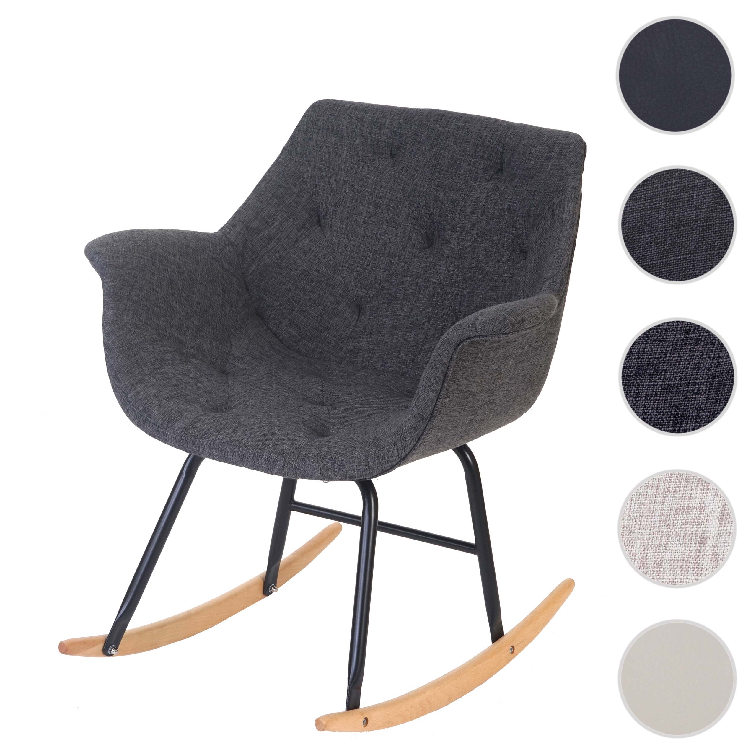 Schaukelstuhl Vaasa T820, Schwingsessel Relaxsessel ~ Textil, grau