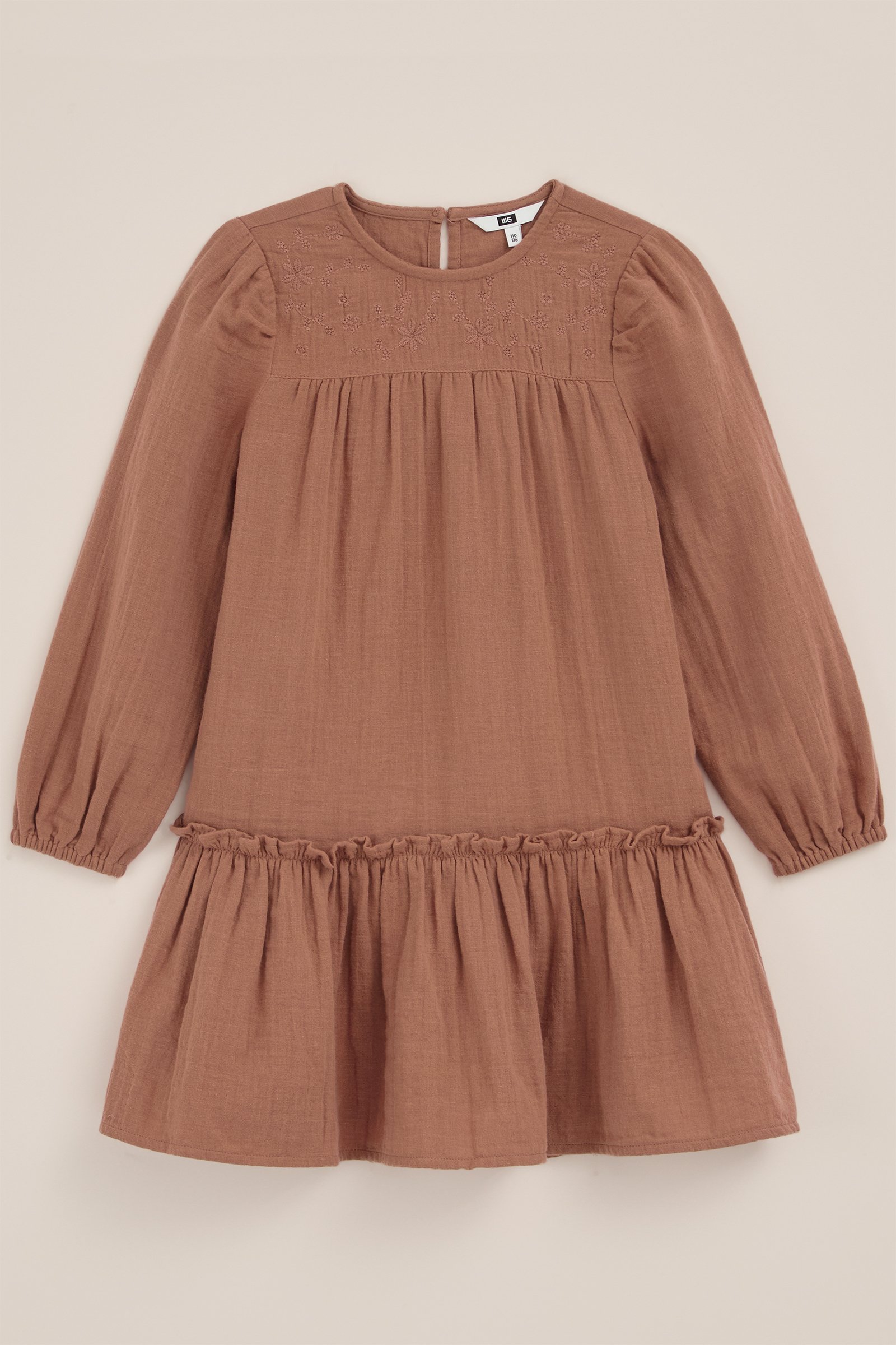 Meisjes jurk met embroidery WE Fashion Bruin