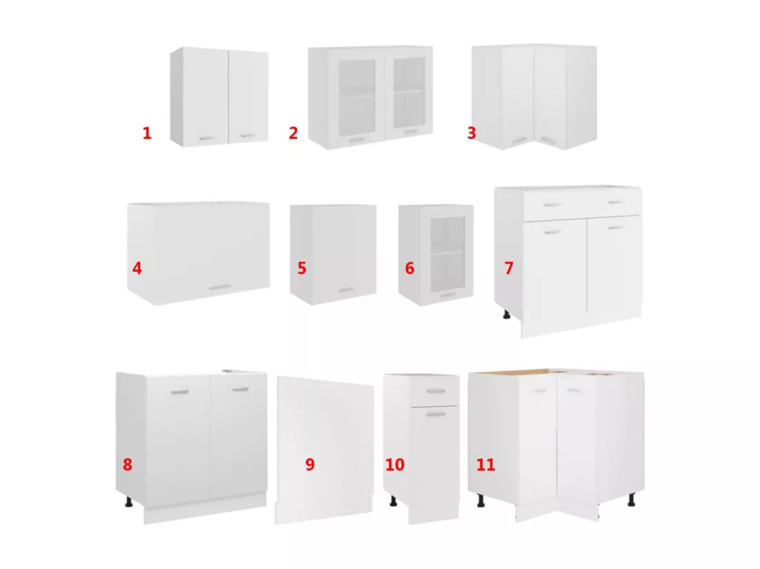 Ensemble de meubles de cuisine 11 pcs Blanc Aggloméré
