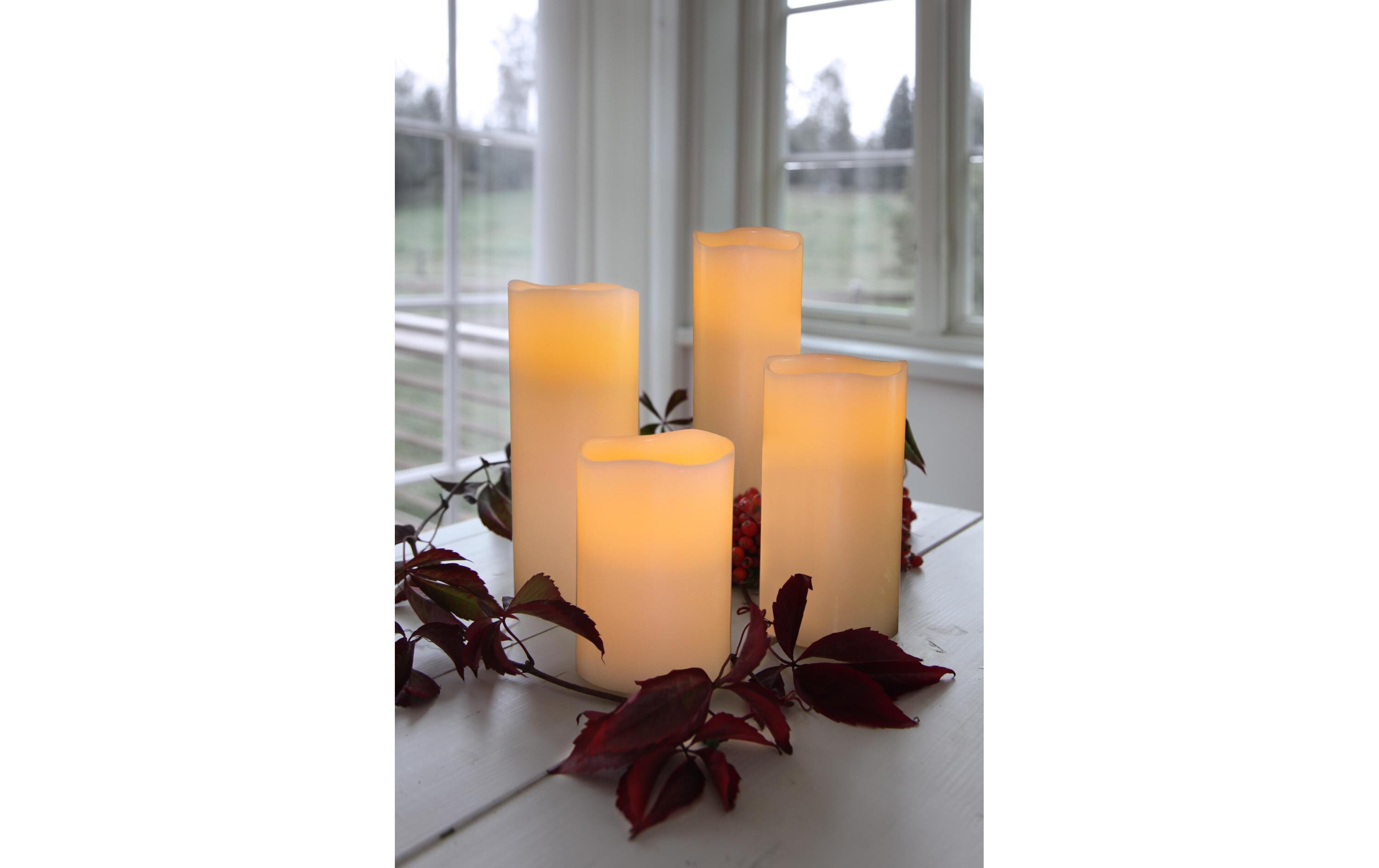 LED-Kerze Big Ø 10 x 20 cm, BeigeKerze aus Echtwachs mit LED Licht
