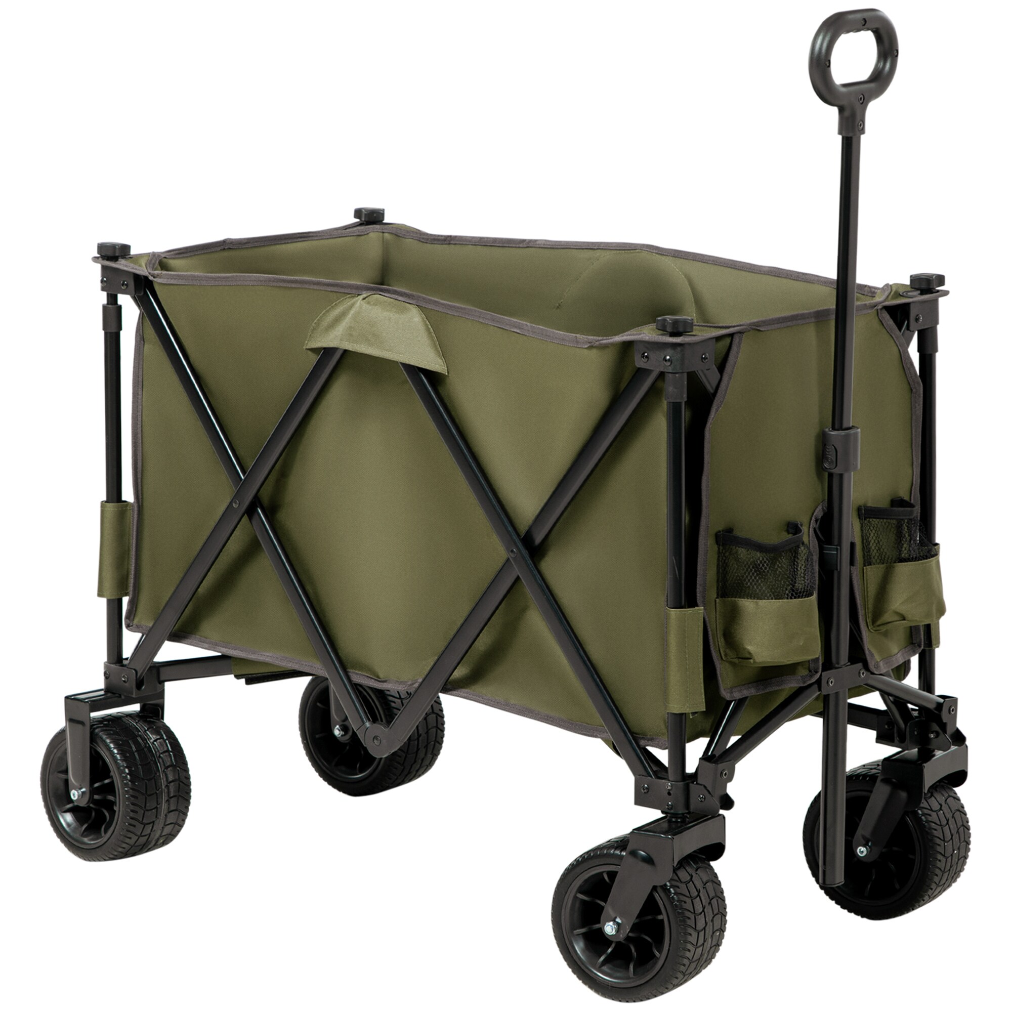 Outsunny Bollerwagen mit Seitentasche grün 100L x 48B x 100,5H cm