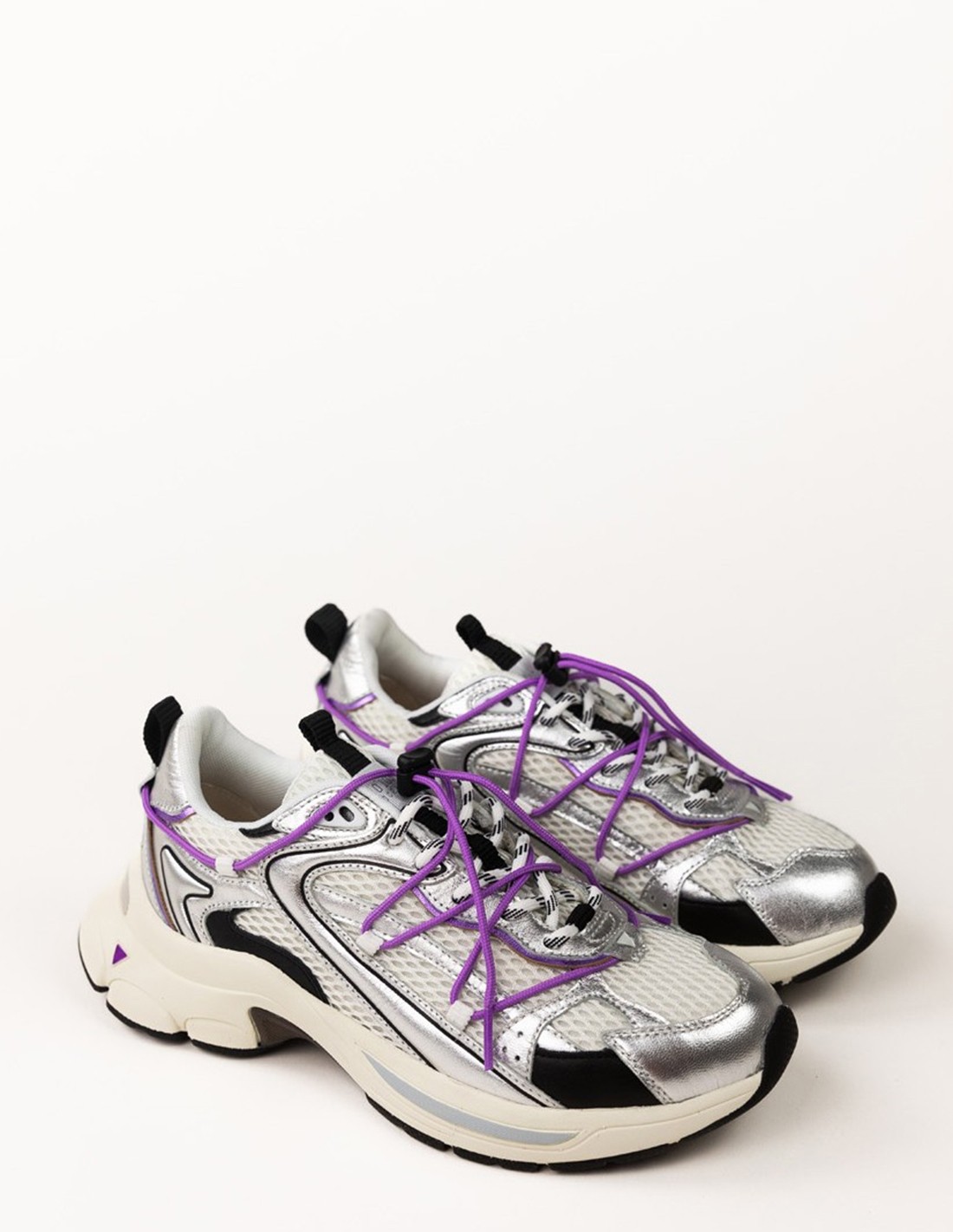 0-105 Baskets de ville Femme Spider Metallic Silver Cuir