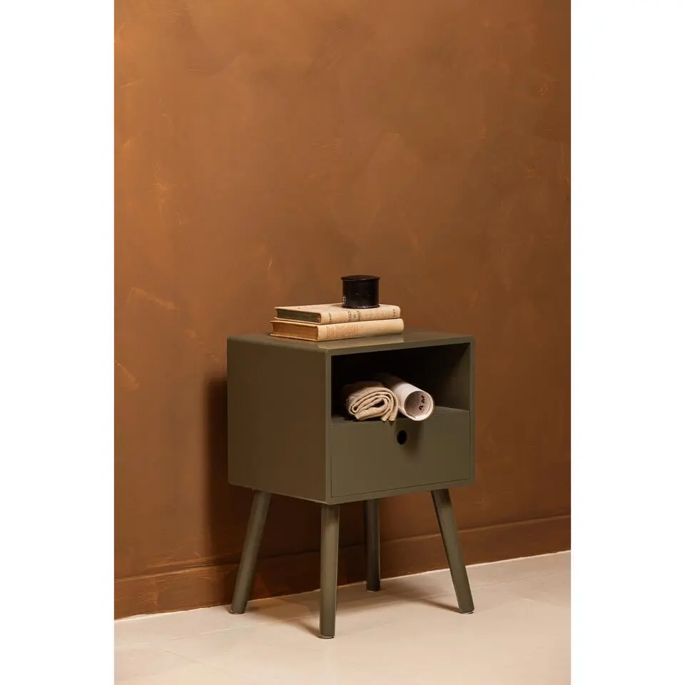 WOOOD Ozzy Nachtkastje Hout Warm Groen 53x36x30