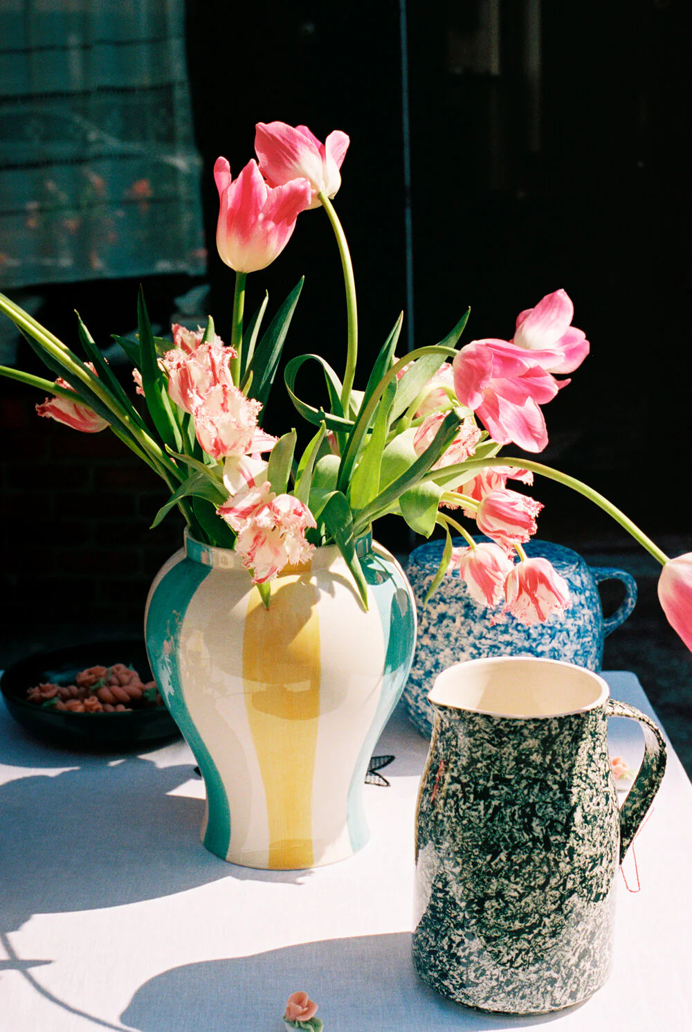 HAY  Sobremesa Stripe vase L - grøn/gul