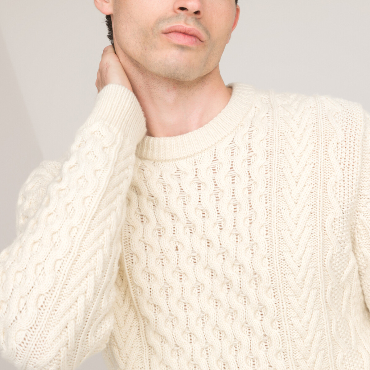 COLEÇÕES LA REDOUTE<br>Suéter de tricô com gola redonda, assinatura DAMIEN