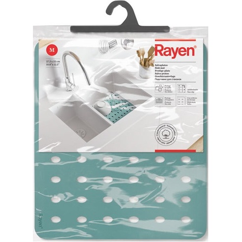 Tapis fond évier anti-dérappant 27,5 x 32 cm, vert d'eau