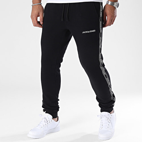 Pantalon Jogging A Bandes Twill Taper Noir