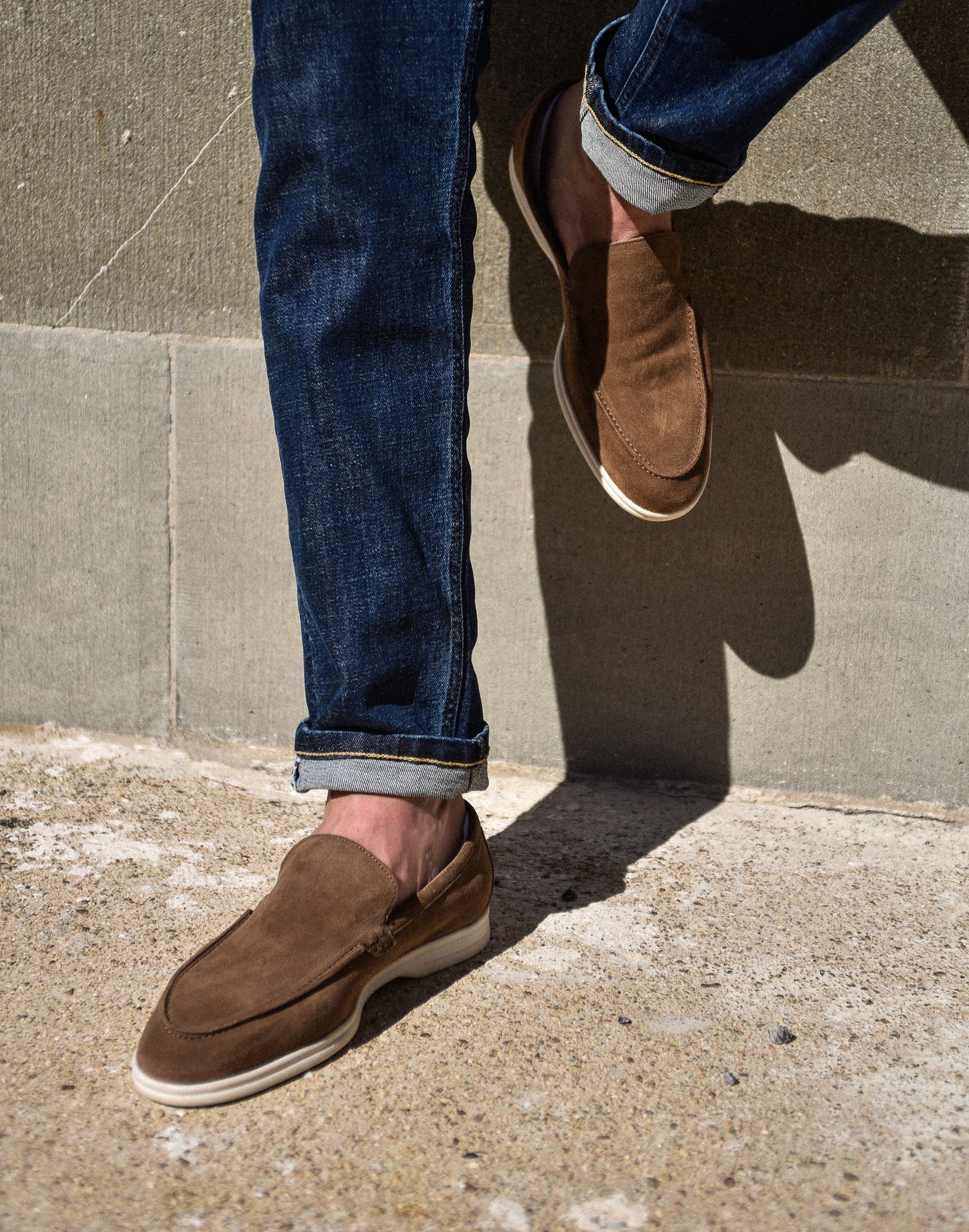 Momy-Mocassin en veau velours taupe