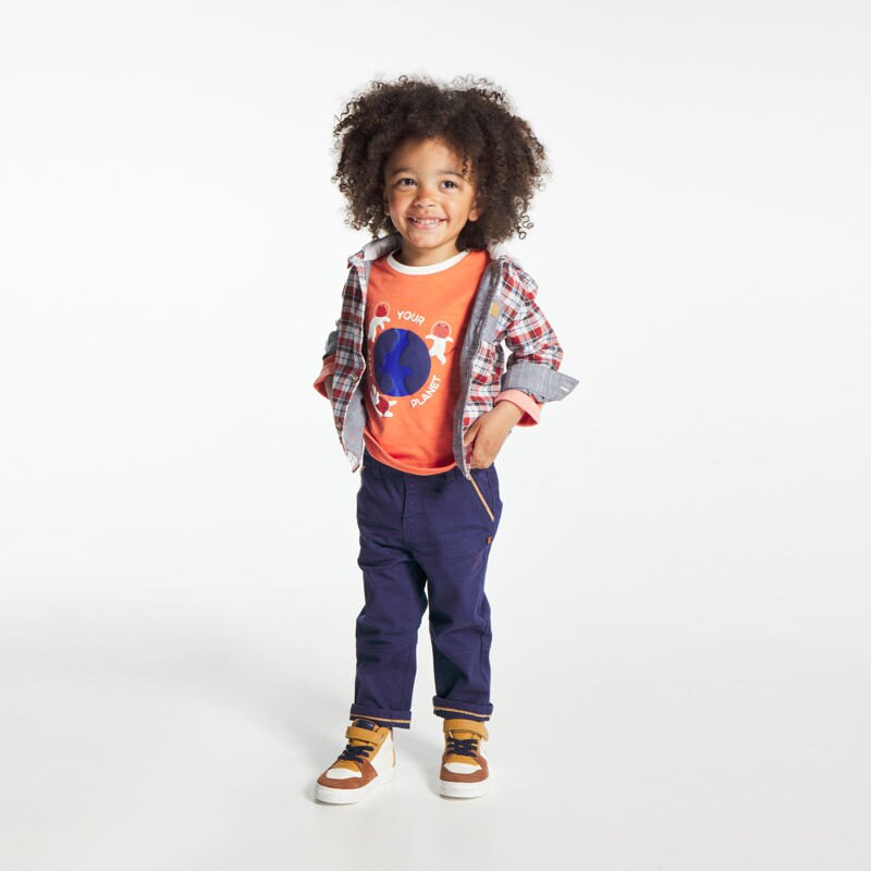 Chemise à carreaux à capuche orange bébé garçon Orange