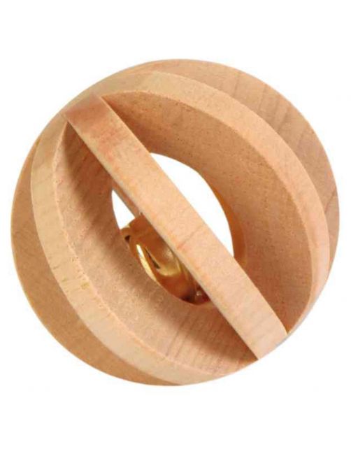 Trixie Knaagspeeltje Houten Lamellenbal Met Bel - Speelgoed - Ø6 cm