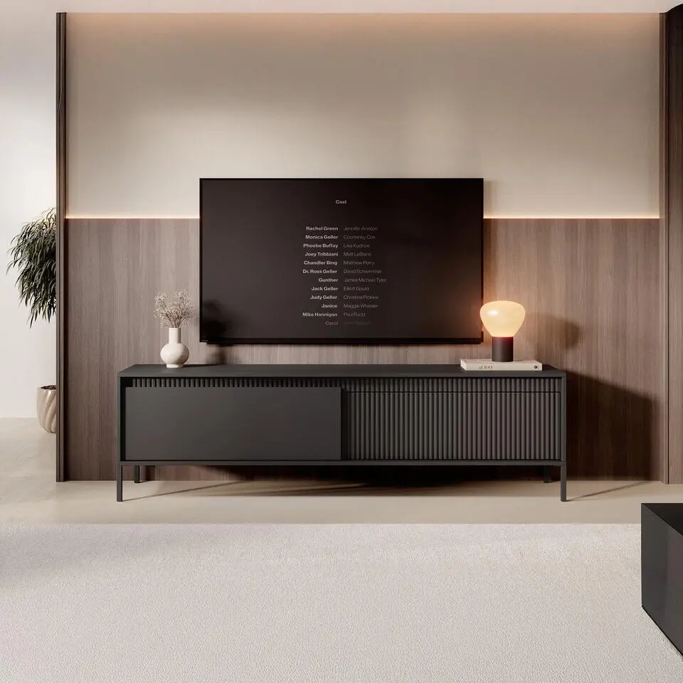 Meubella - TV-Meubel Saran - Mat zwart - 187 cm