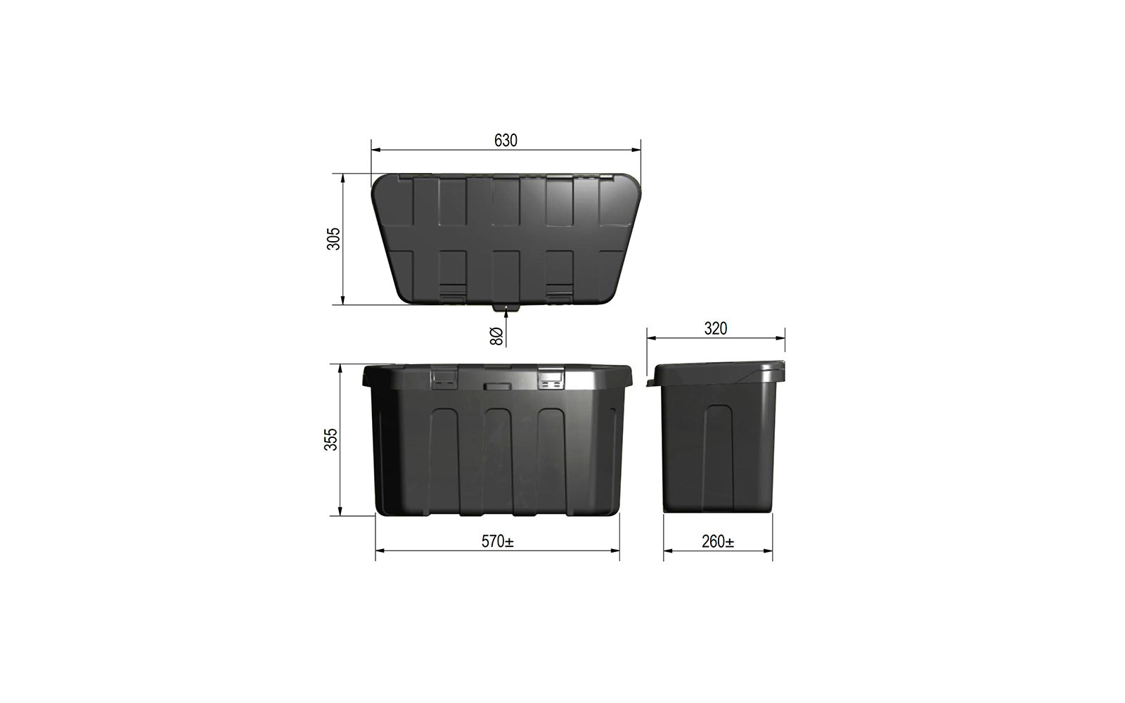 ProPlus Deichsel Aufbewahrungsbox 320 x 630 x 355 mm