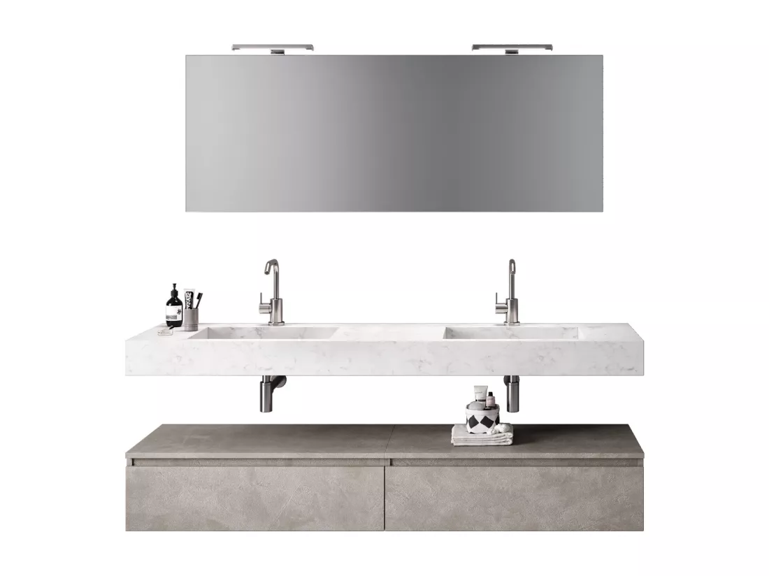 Ensemble de salle de bain 7 pièces ASTRA marbre carrara/havane pierre