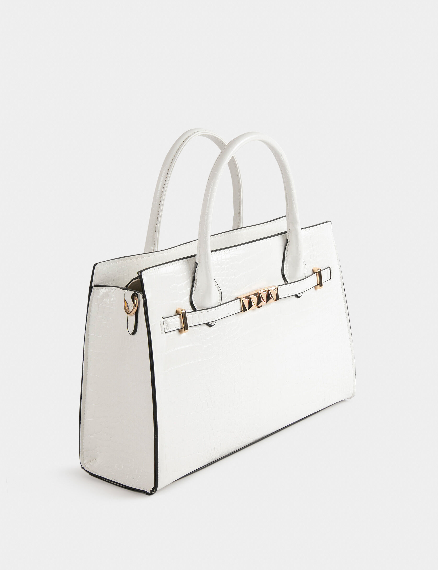 Sac aspect croco blanc femme - blanc