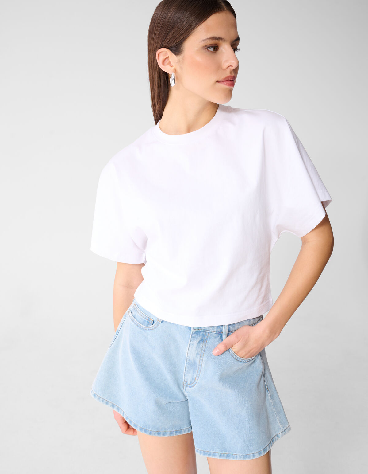 Big Sleeve T-shirt Wit By Monica
