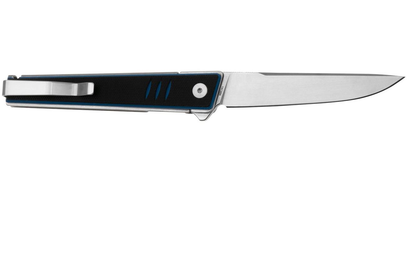 Real Steel Kikashi 8071DS Stonewashed 14C28N, Black Blue G10, zakmes