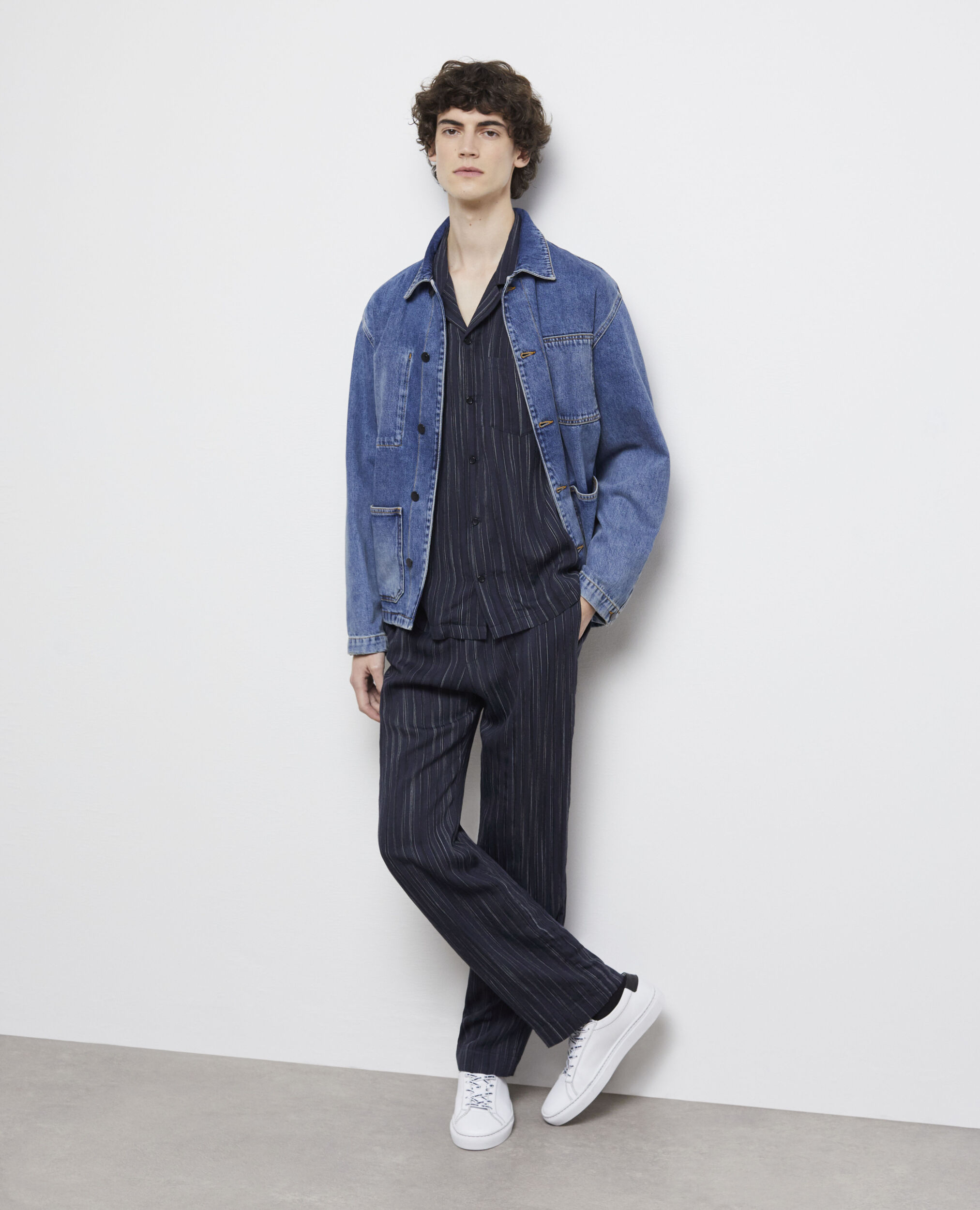 Pantalon à rayures bleu marine