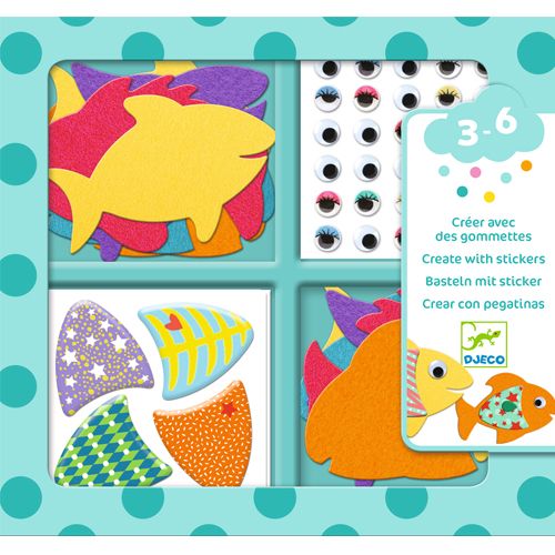 Djeco knutselset creëren met stickers - vissen