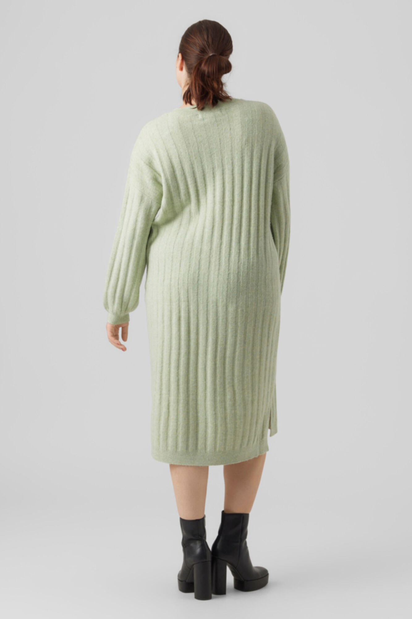 Vestido midi de malha plus size - Verde