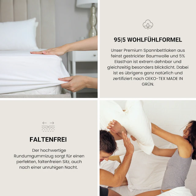 Schiesser Spannbettlaken »Flexi aus 95% Baumwolle und 5% Elastahan in Premium-Qualität« für hohe Matratzen und Boxspringbetten geeignet, Made in Green