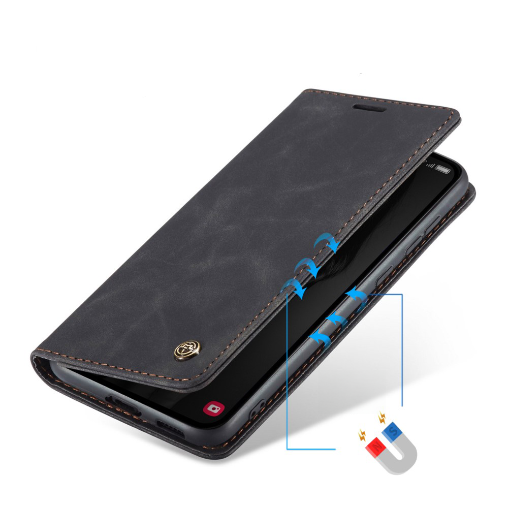 Samsung Galaxy A55 Leder Tasche Flip Wallet Etui mit Kartenfächern - Schwarz