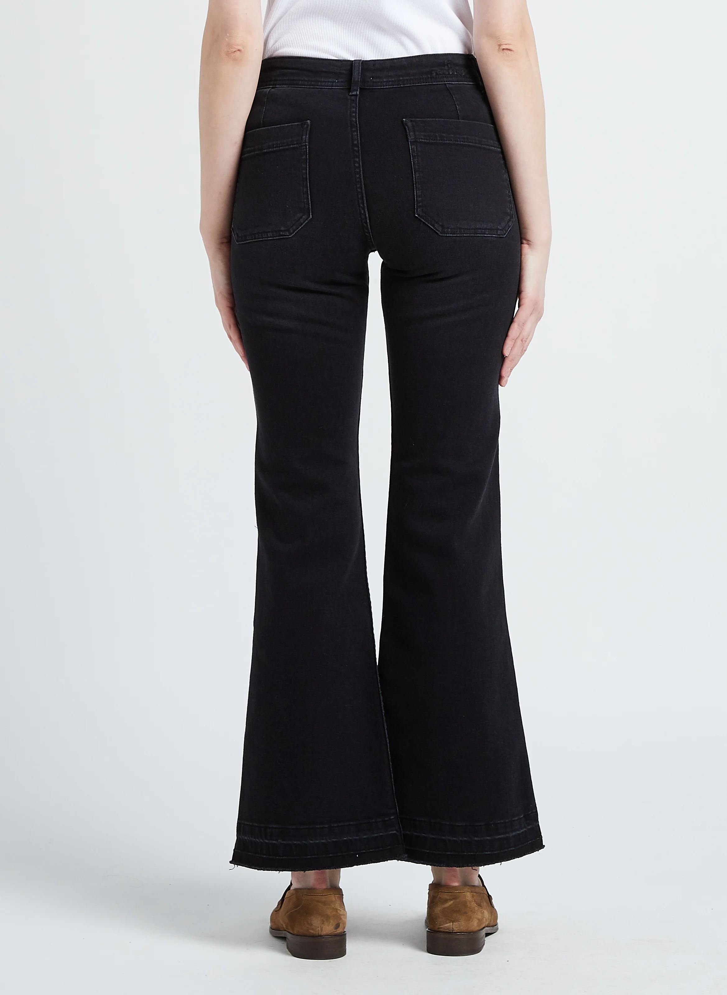 FRAISE - Jean flare en coton délavé | Noir