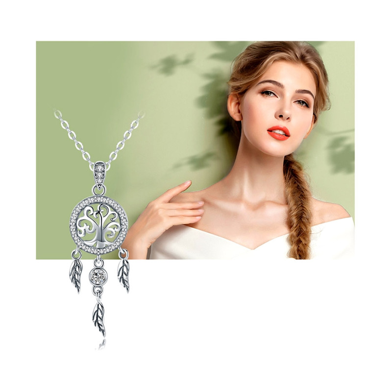 Pendentif Attrape Reves orné de Cristal de Swarovski Blanc et Argent 925