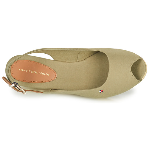 Tommy Hilfiger - ICONIC ELBA SLING BACK WEDGE - Kaki
