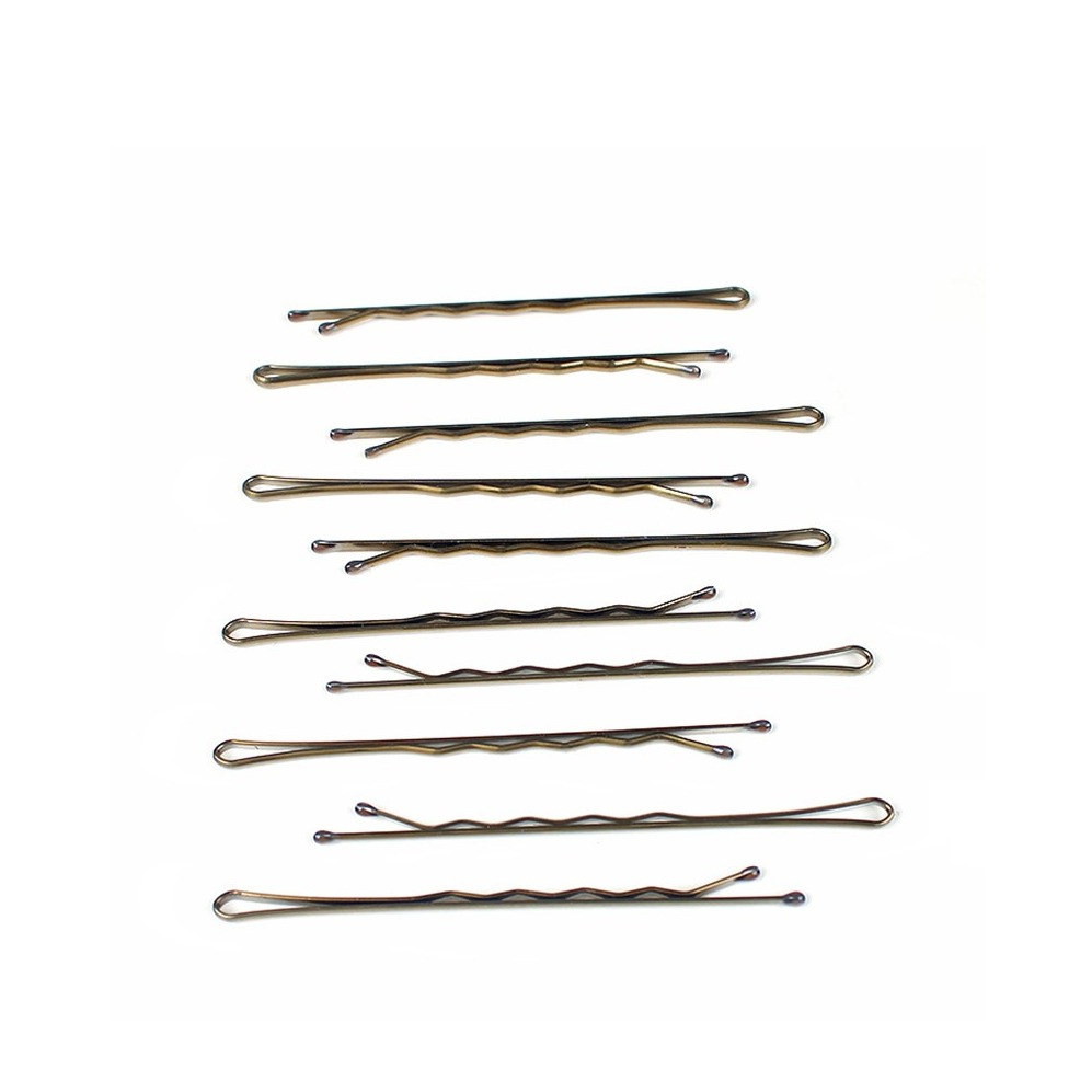 (50er Set) Metall Haarklammern Bobby Pin Haarspangen mit abgerundeter Spitze - Braun