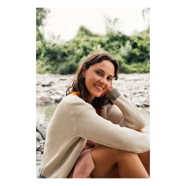 Matona Cardigan Color Block Coton Bio | Beige