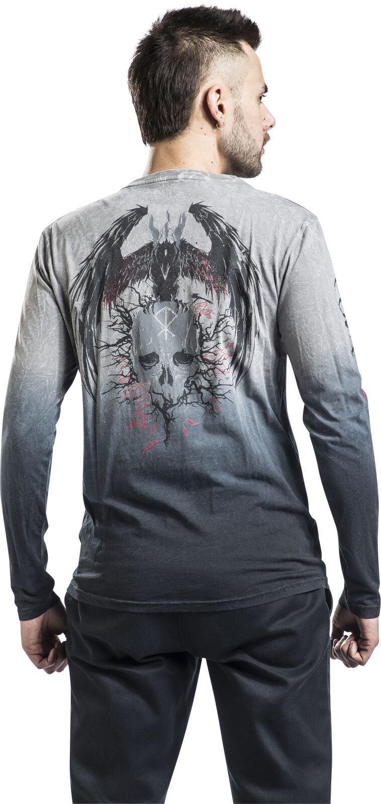Haut manches longues grid dip-dye | Black Premium by EMP T-shirt manches longues