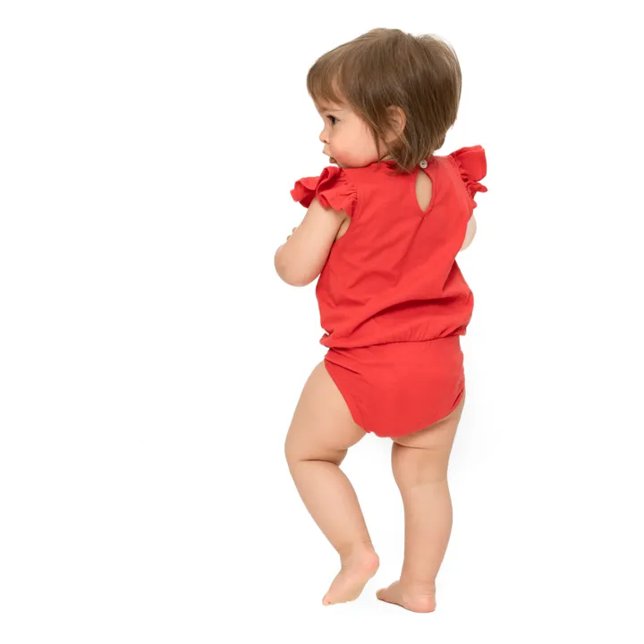 Minimalisma Barboteuse Coton Bio Pippy | Rouge framboise
