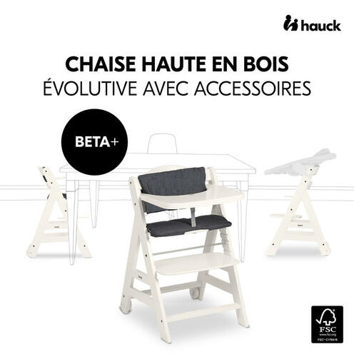 Chaise haute Beta+ avec accessoires - Blanc - HAUCK