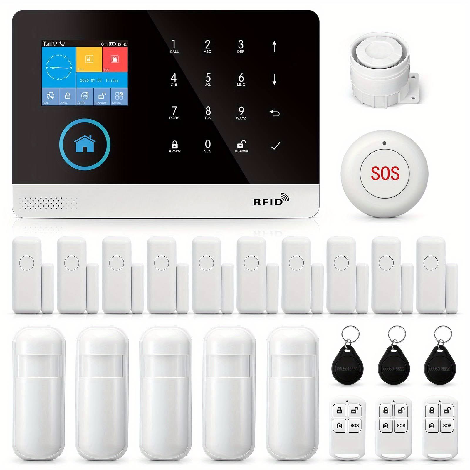 PGST Kabelloses Sicherheitssystem mit Alexa, Wifi, GSM 2G, Smart Home, Alarmanlage haus, Türalarm mit sirene, Auto alarmanlage bewegungsmelder, Anti