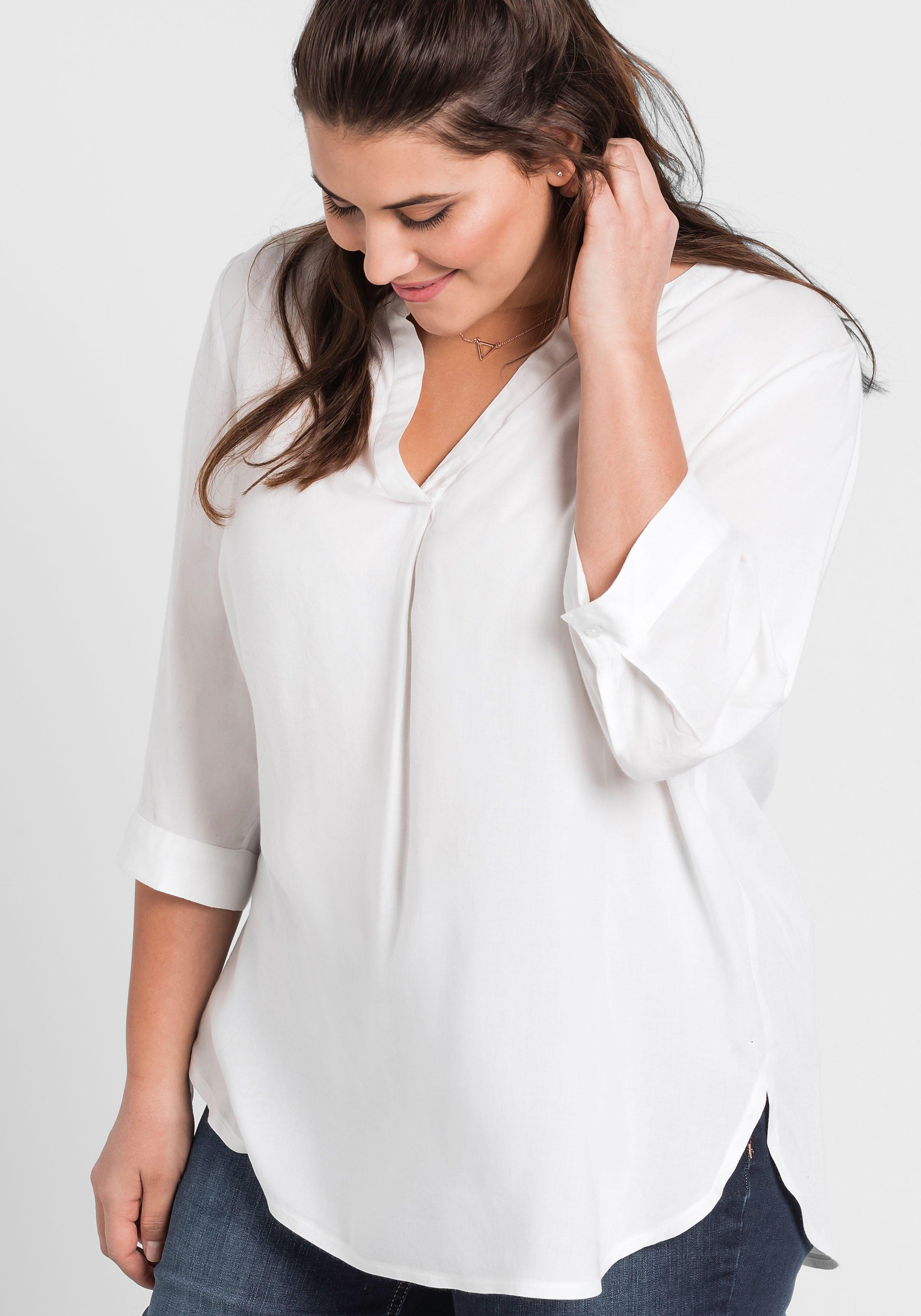 Tunika mit 3/4-Arm und gerundetem Saum