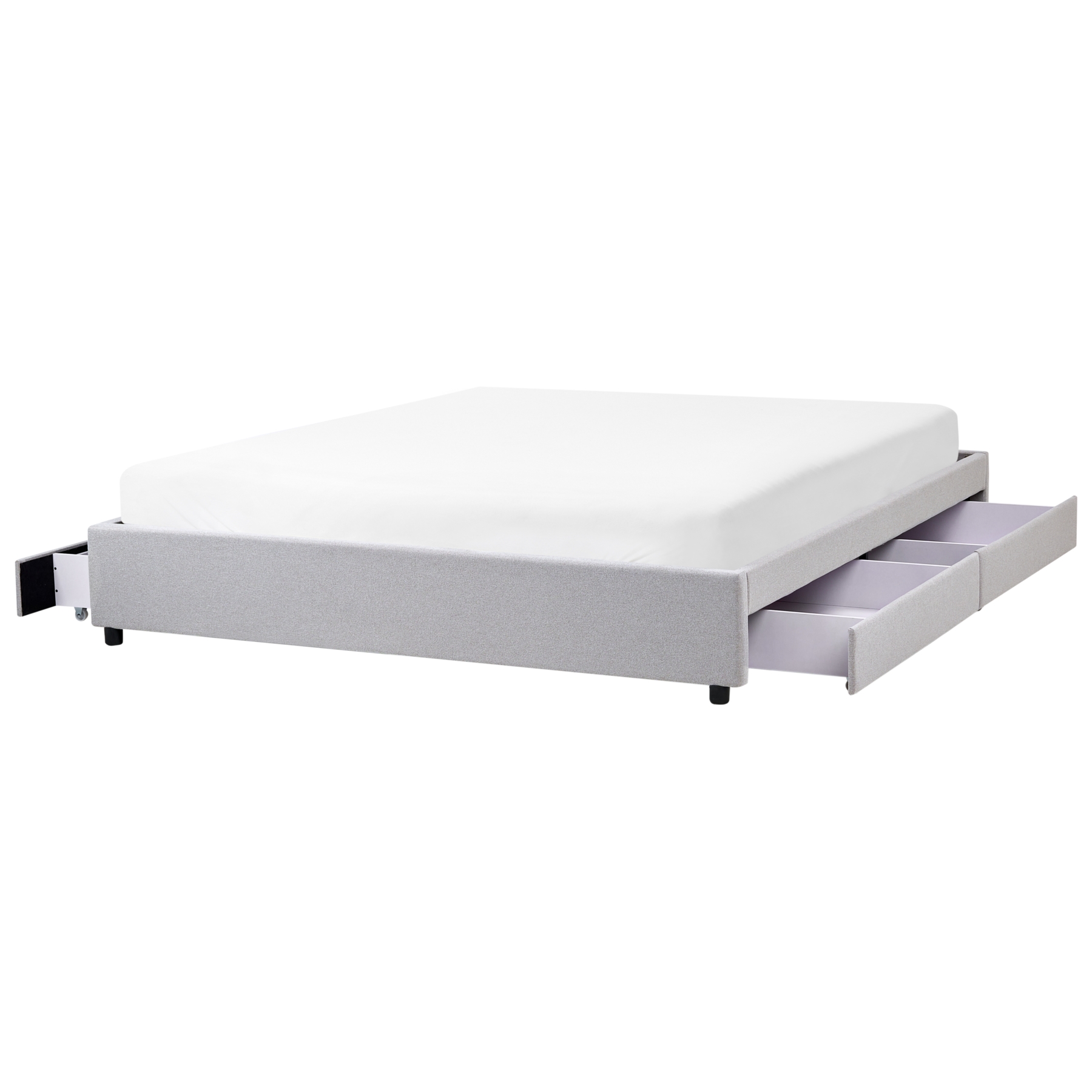 Beliani-PRADES-Bed met opbergruimte-Lichtgrijs-180 x 200 cm-Polyester