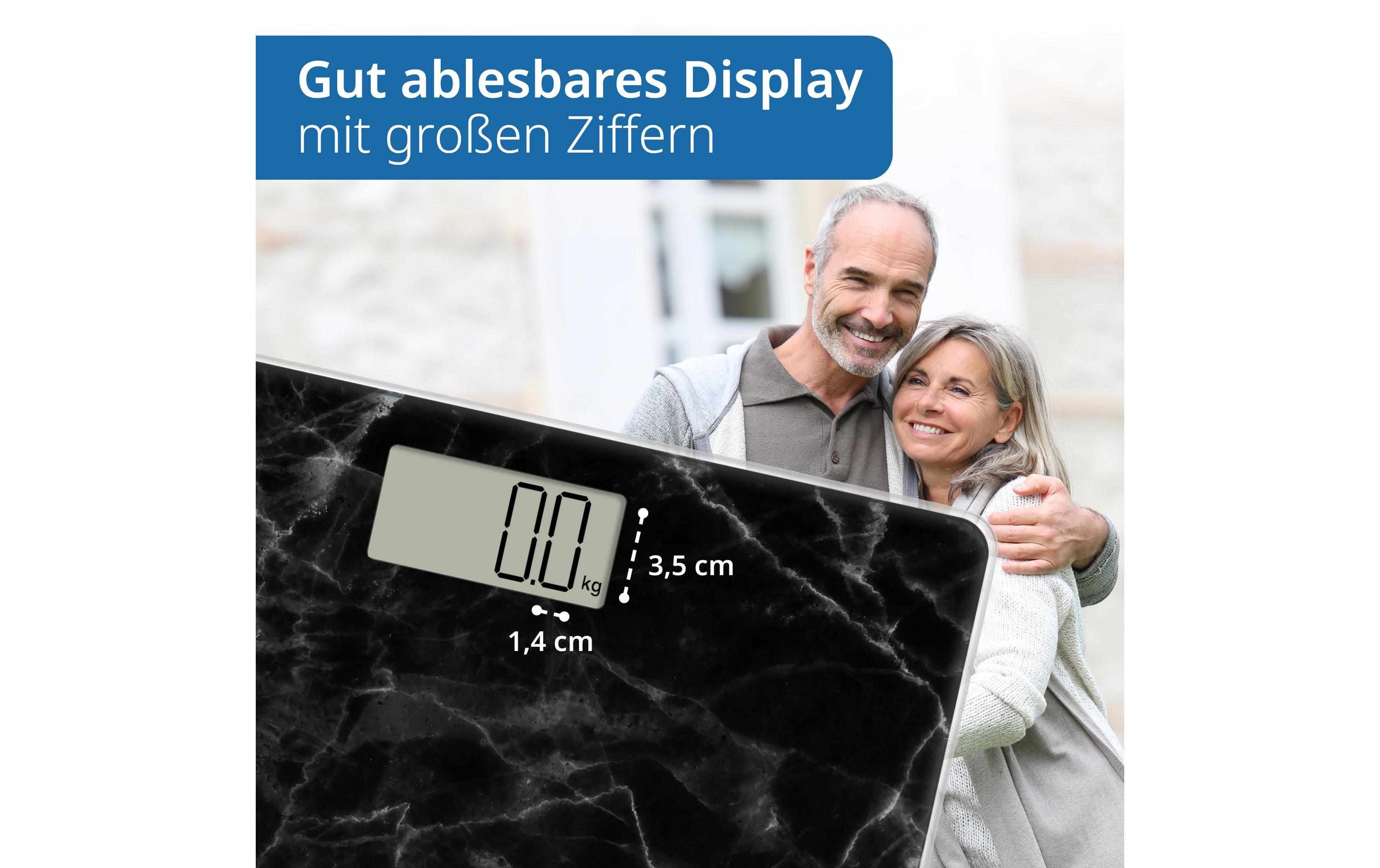 Personenwaage Amina Marmor SchwarzDigitale Körperwaage in modernem Design